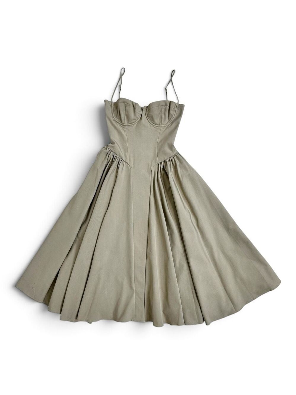 NWT House of CB Samaria Elm Taupe Corset Midi Dress M Romantic Coquette Wedding - Picture 6 of 16